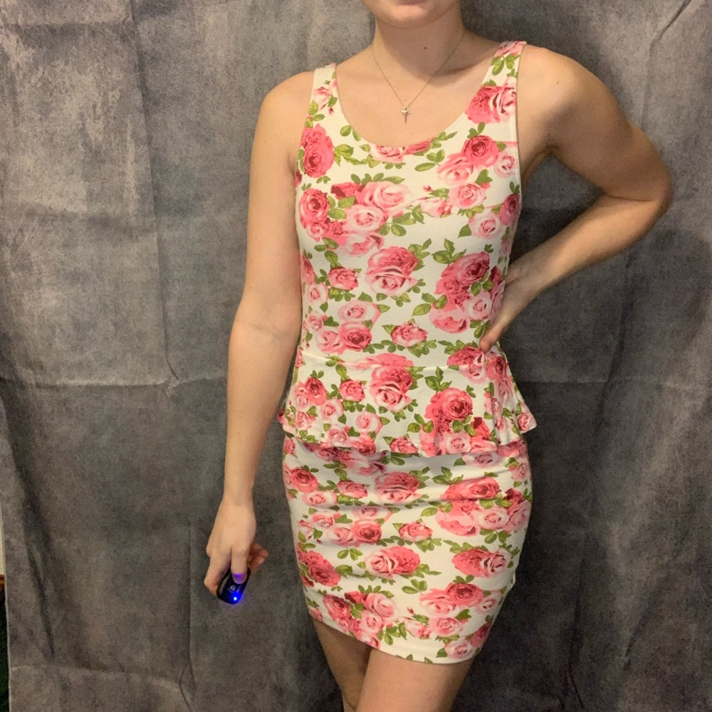White and pink floral dress